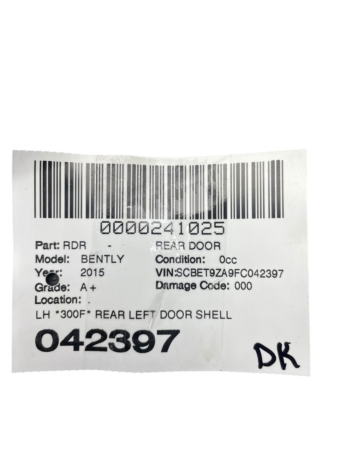 2014-2019 BENTLEY FLYING SPUR 4W 223B OEM LH REAR LEFT DOOR SHELL | BLACK (6923)