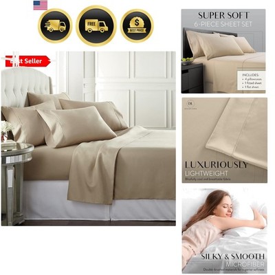 Bed Sheet Set Full Size for Teens, Hotel  Sheets with 4 Pillowcases, Lightwei...