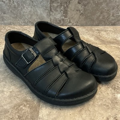 Footprints Birkenstock Madeira Black Leather Fisherman Sandal Women s Size 39