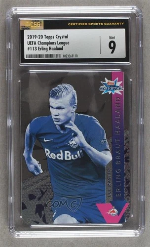 2019-20 Topps Crystal UCL Erling Haaland #113 CSG 9 Mint Rookie RC