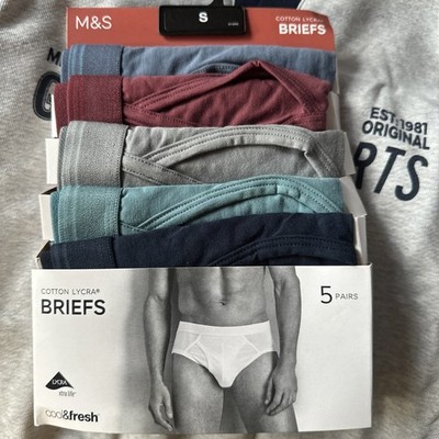 Marks & Spencer 5 Pack Cotton Lycra BRIEFS  Cool & Fresh multi pack size small 