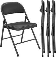 Folding Chair 4 Pack, Comfy PU Leather Padded Folding Chairs for outside and Ind