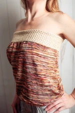 Elan Vintage Y2K Boho Woven Yarn Tube Top Small Colorful Strapless USA-made