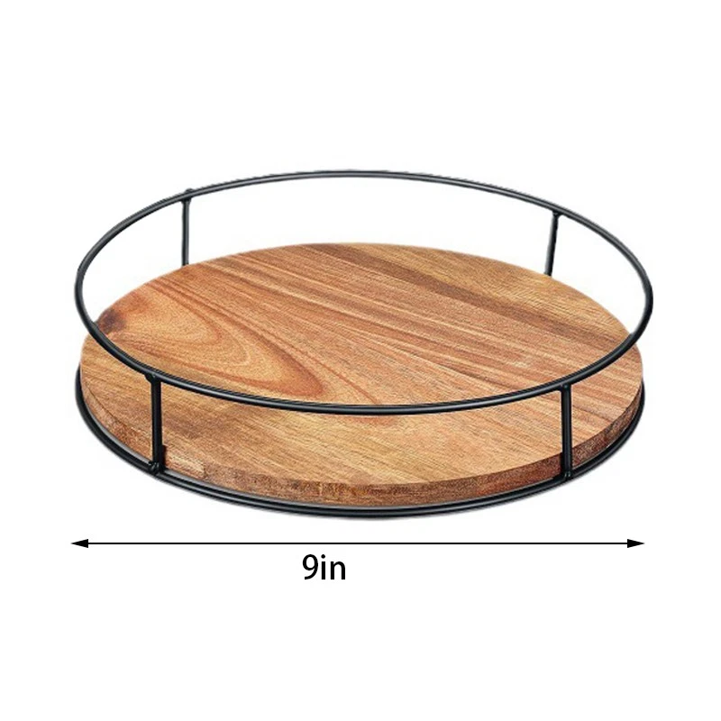 Kitchen Wooden Wrought Iron Rotating Racks Storage Racks Spice Seasoning Cans - Image 2 of 4