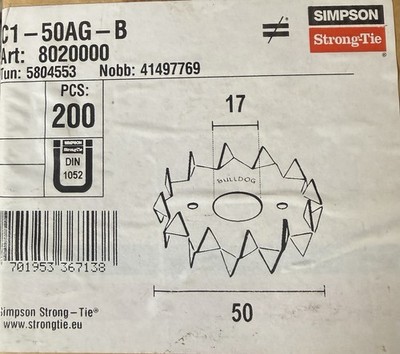 Bulldog Simpson Strong Tie C1-50-B Holzverbinder Feuerverzinkt 200 Stk.