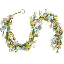 6Ft Easter Egg Garland Easter Decorations Spring Egg Garland with Flowers