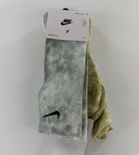 Men Nike Everyday DRI-FIT Crew Socks 2 Pair Sz XL 12-15 Mustard Grey DM3407-912
