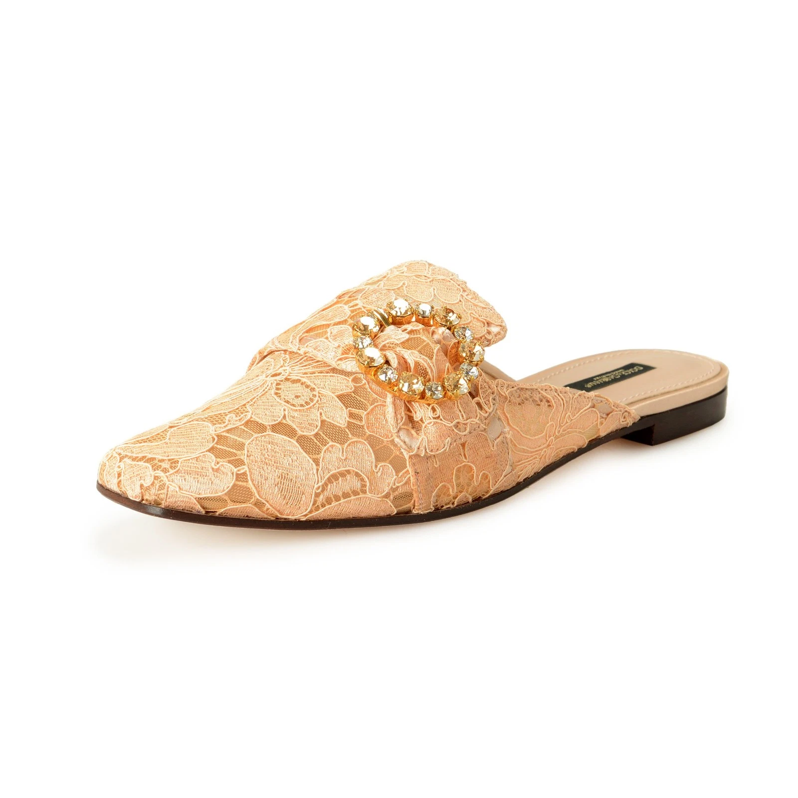 Dolce Gabbana — Dolce & Gabbana Women's "Jackie" Beige Lace Flats Sandals Shoes US 9.5 IT 39.5