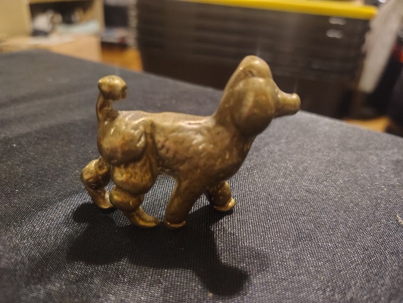 Vintage Solid Brass Poodle MCM 3" long 1970