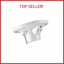UltraPro Porcelain Light Socket with Outlet and Pull Chain Light Fixture, Light