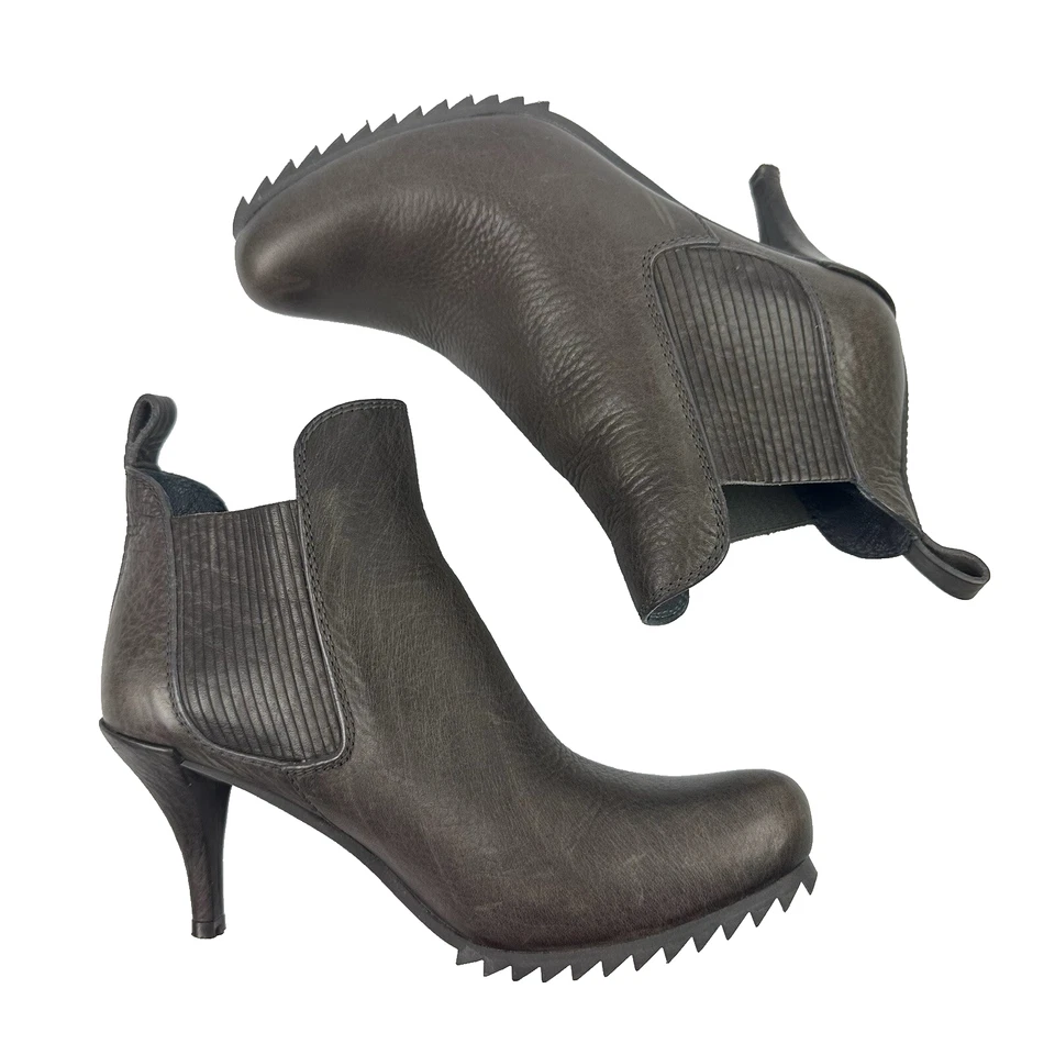 Pedro Garcia Yoad 踝靴跟 37 棕色皮革一脚蹬短靴 西班牙制造 — 第 2/4 张图片