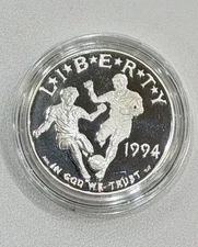 1994 WORLD CUP Commemorative PROOF SILVER Dollar & 50c Box & COA **RE315116