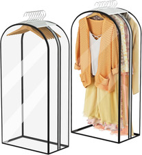 2 Pack Garment Bags for Hanging Clothes 40in Clear Suit Dress Storage Covers