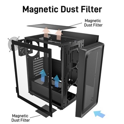 OPEN BOX DARKROCK EC2 Black Micro-ATX Mid Tower PC Case w/ x1 120mm Fan