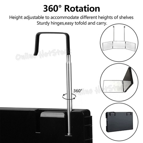 3 Way Tri-fold Mirror Hair Cutting Self Haircut Beauty Makeup Hanging 360° View - Picture 5 of 11