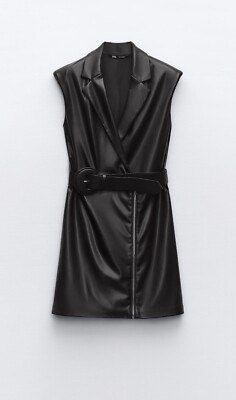 ZARA Women's Belted Faux Leather Vest Dress(Black, US XS/EUR XS) | eBay