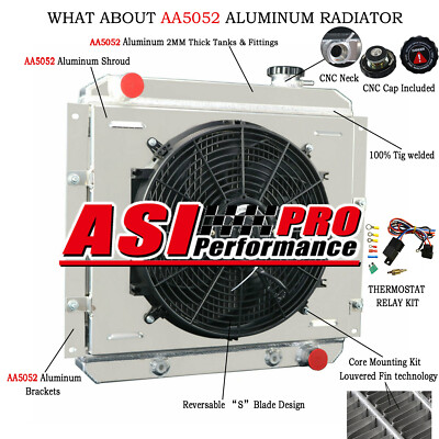 3Row Radiator+Shroud Fan Relay Fit 1958~1984 Toyota Land Cruiser 4.2L L6 GAS, AT