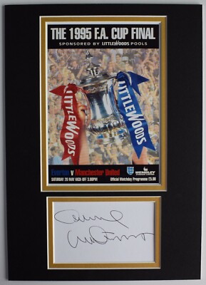 Dave Watson Signed Autograph A4 photo display Everton 1995 FA Cup Final COA
