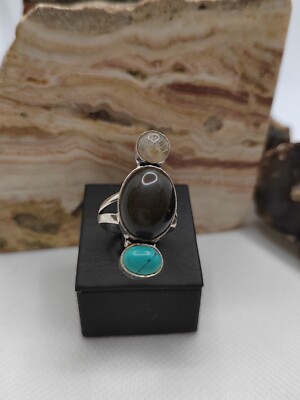 Beautiful ring with gemstones lady silver 925 with size 54
