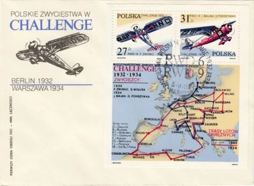 First Day of Issue Polish Transportation Postal Stamps