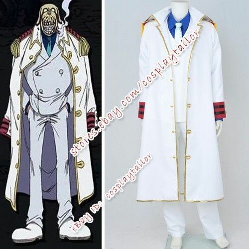 One Piece Monkey D Garp Cosplay Costume Vice Admiral Outfits Cos White  Clothing