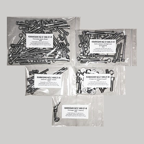 Kit visserie Kawasaki KZ 1000 Z1R anti corrosion pour rénovation moteur 1978