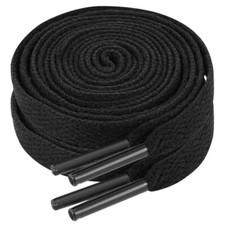 2 Pairs Flat Black Laces for Trainers,Trainers Shoelace for Sneakers,8mm Wide