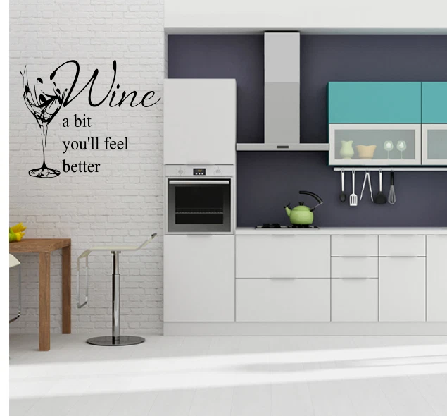 Kitchen Wine a Bit Design Vinyl Wall Stickers Wall Decals Wall Art Wall Graphics - Image 3 of 4