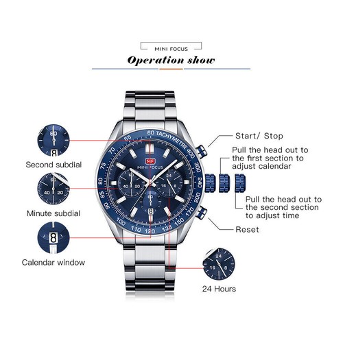 MINI FOCUS Men Watch Multifunction Military Wristwatch Business Male Date Watch - Picture 8 of 29