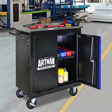Metal Garage Cabinet, Rolling Tool Chest Tool Storage Trolley with Wheels