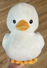 Bellzi DUCKI White Duck 11" Plush Orange Beak Gold Embroidery Stuffed Animal