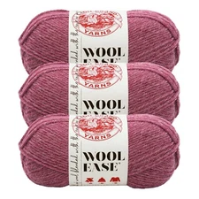 (3 Pack) Lion Brand Yarn 620-139 Wool-Ease Yarn, Dark Rose Heather