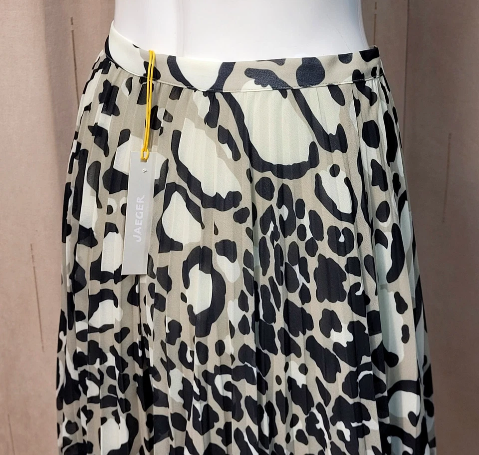 JAEGER Midi PLEATED SKIRT ~ Size 14 ~ KHAKI Mix (rrp £125) - Image 3 of 4