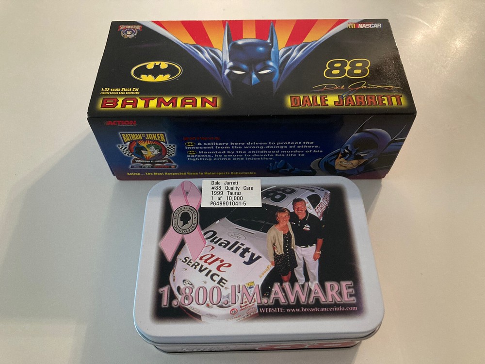 Dale Jarrett Batman 1:32 NIB & 1999 1:64 2 Car Tin Race for a Cure #88 Ford