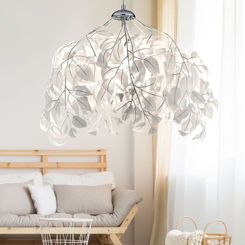 Lampada Pendente a Sospensione Bianco Luce Sala da Pranzo Cromo Foglie H 150 CM - Foto 3 di 12