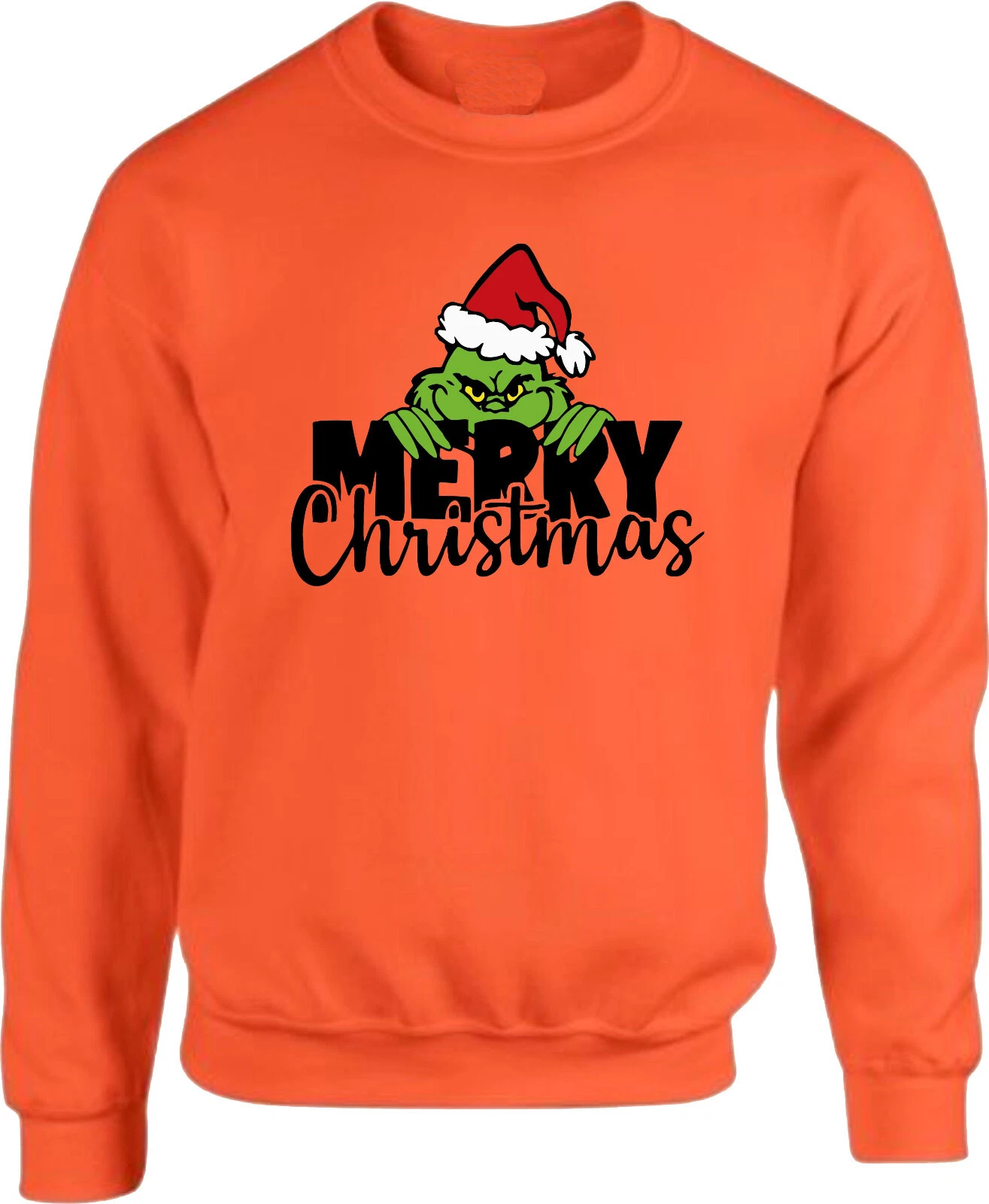 Merry Christmas Funny Character Sweater, Cute Grin Holiday Sweatshirt