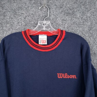 Wilson Sweatshirt Mens L Large Blue Ringer Tennis Crew Neck Wilson Sweatshirt Mens L Large Blue Ringer Tennis Crew Neck