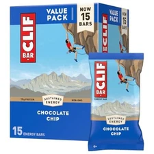 CLIF BAR Chocolate Chip Energy Bars 15 Count Plant Based Snack Food Bars