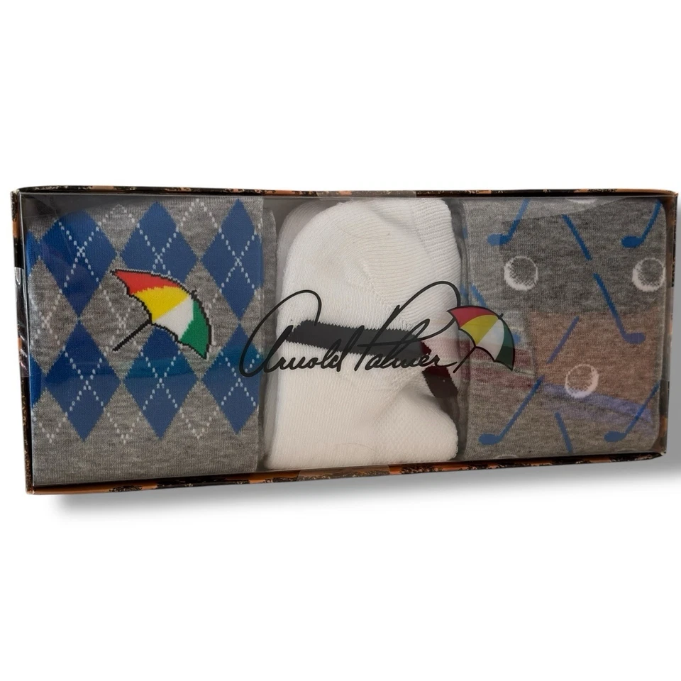 Juego de 3 calcetines de golf Arnold Palmer para hombre talla 9-12 blancos grises bajos para jinete y tripulación Foto 2 de 4
