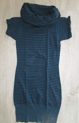 TOP! »Bench BLSA1110B Sweat-Shirt/ Kleid Damen-kurzarm« Gr. S, petrol-gestreift