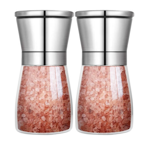 2*Manual Salt Pepper Grinder Stainless Steel Portable Mini Mill Grinder Kitchen