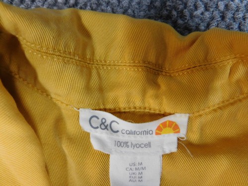 C&C California Womens Blouse Medium yellow button up top casual classic - Picture 5 of 12