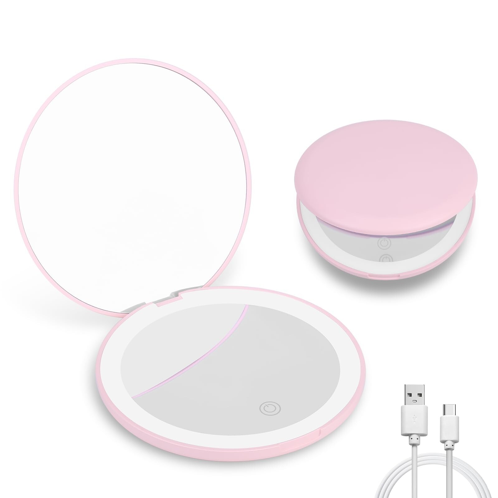 Led Compact Mirror, 3.9Inches1x/3X Magnification Mirror Makeup Portable Dayli...