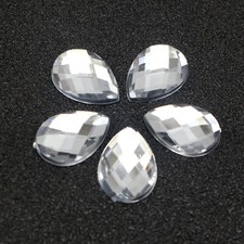 200 Clear Acrylic Flatback TearDrop Rhinestone Gems 10X14mm No Hole