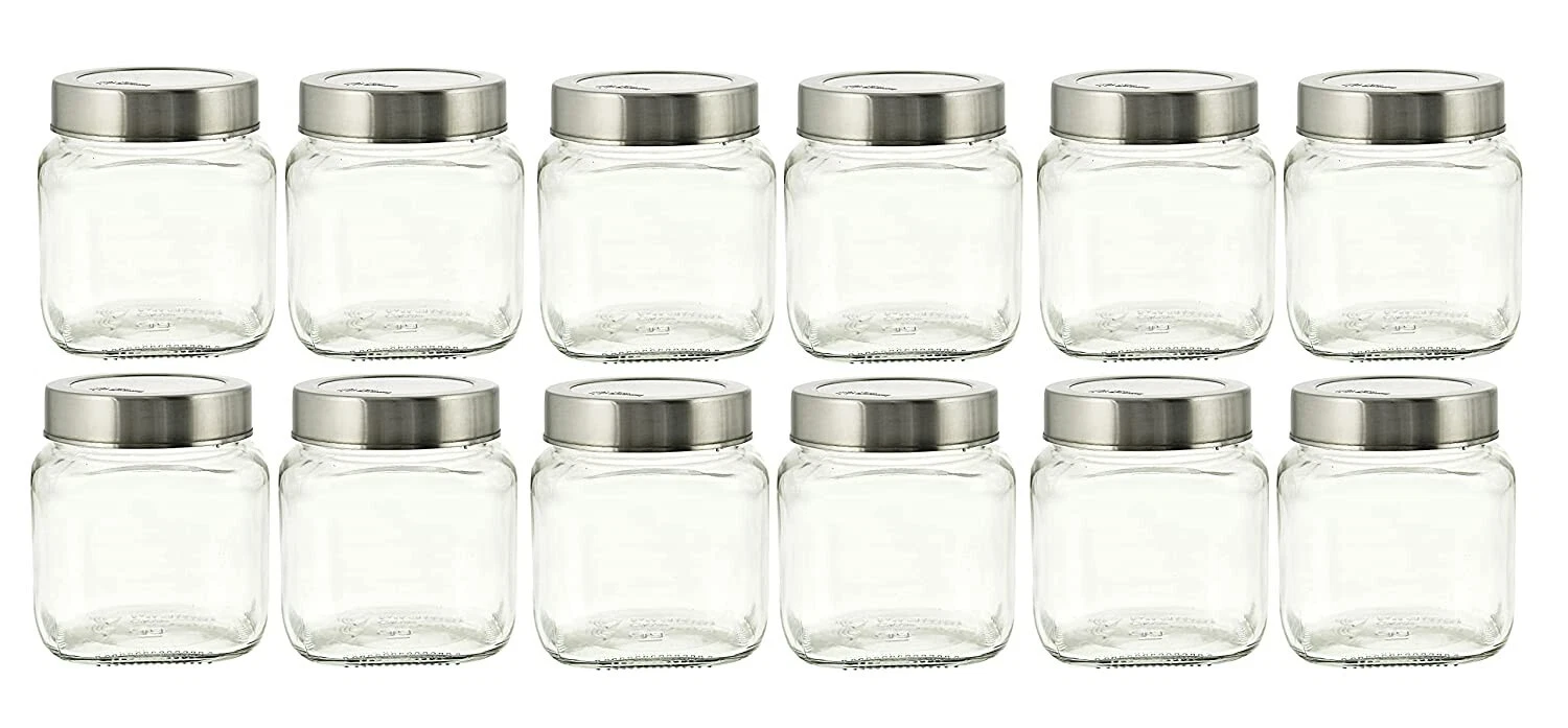 Cubikal Kitchen Container Glass Jar Set with Steel Cap Glass Grocery Pack Of 12
Opens in a new windo