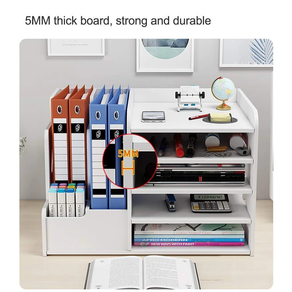 Weißer Schreibtisch-Organizer mit großer Kapazität Schreibtisch-Ordner fürs B... - Bild 4 von 4