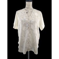 Vintage Victoria's Secret Gold Label Satin Lace Pajama Shirt Size Small READ