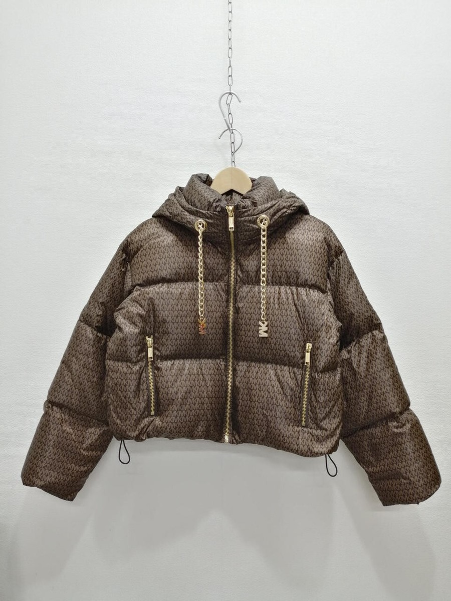 Michael Kors Monogram Brown Neck Stain Down Jacket | eBay