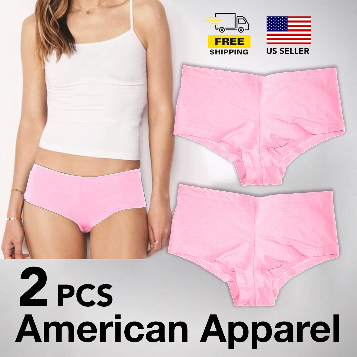 2 pcs American Apparel Boyshort Panties (Pink) Women Underwear