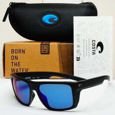 Costa Del Mar Sonnenbrille Lido polarisiert blau 580P verspiegelt schwarz 06S9104 04 57 mm